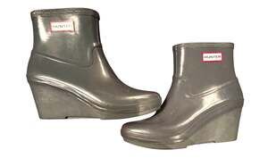 Hunter Original Wedge Ankle Rain Boots in Graphite